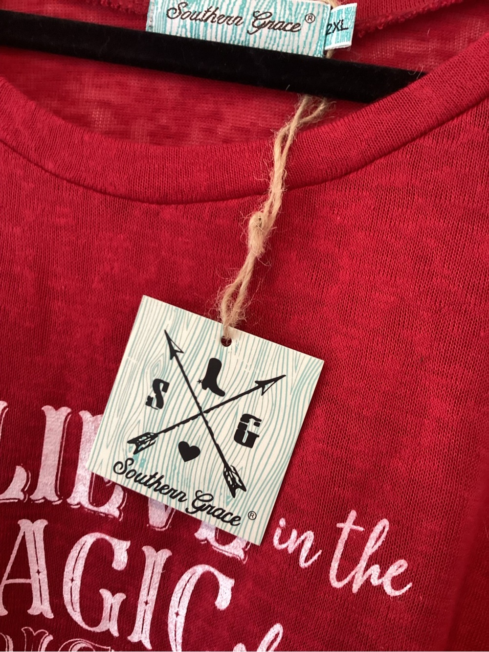 Southern Grace Red Crewneck long sleeve womens shirt 2XL BNWT - Picture 3 of 4